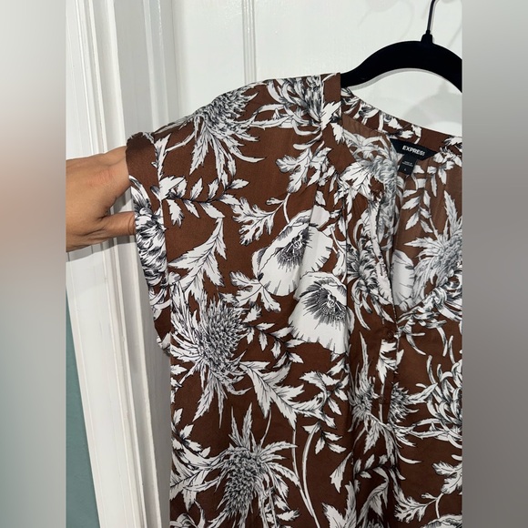 Worn one time only chocolate button neck blouse - Picture 4 of 8